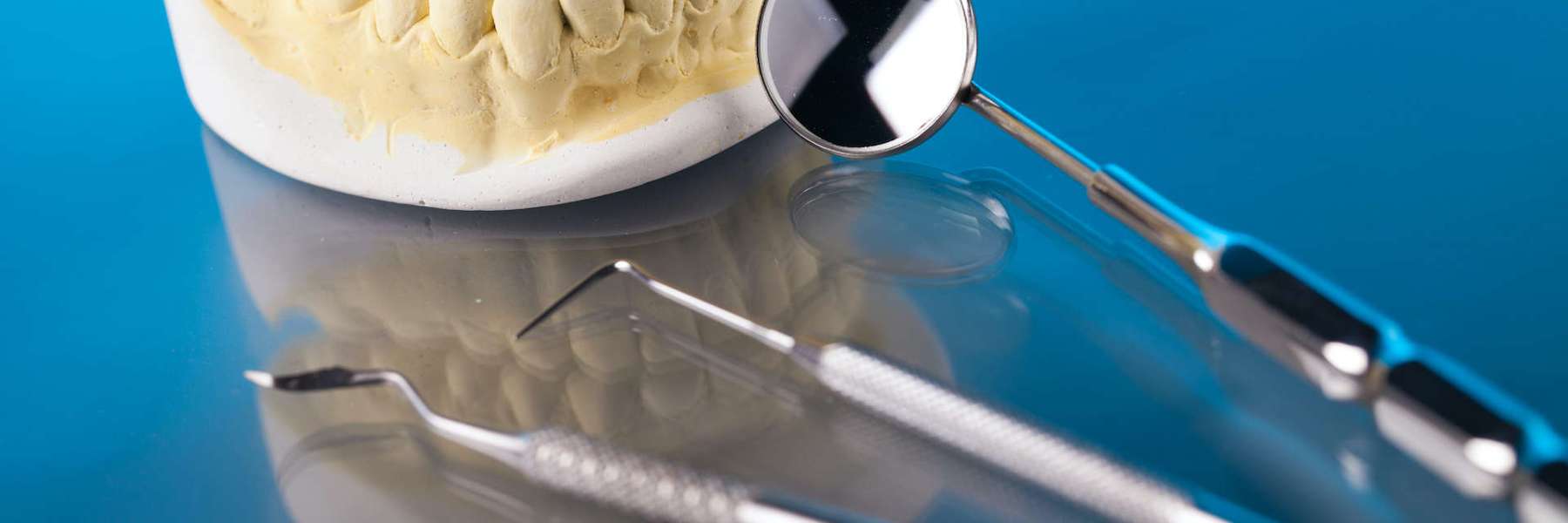 Close-up of dental tools arranged