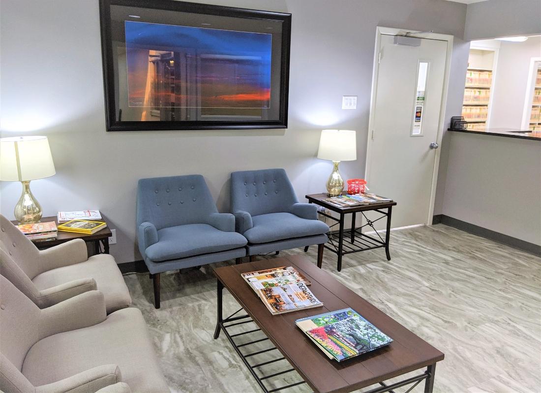 The waiting room at Garland Grove Dentistry in Garland, TX